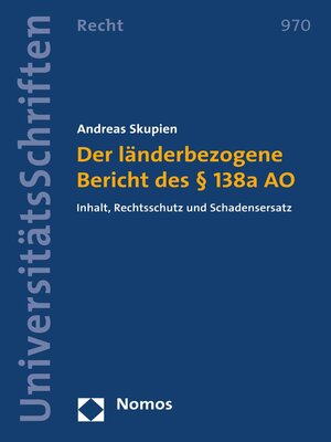 cover image of Der länderbezogene Bericht des § 138a AO